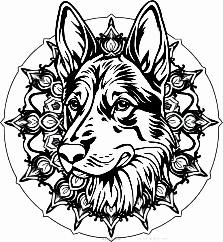 German Shepherd coloring page for kids