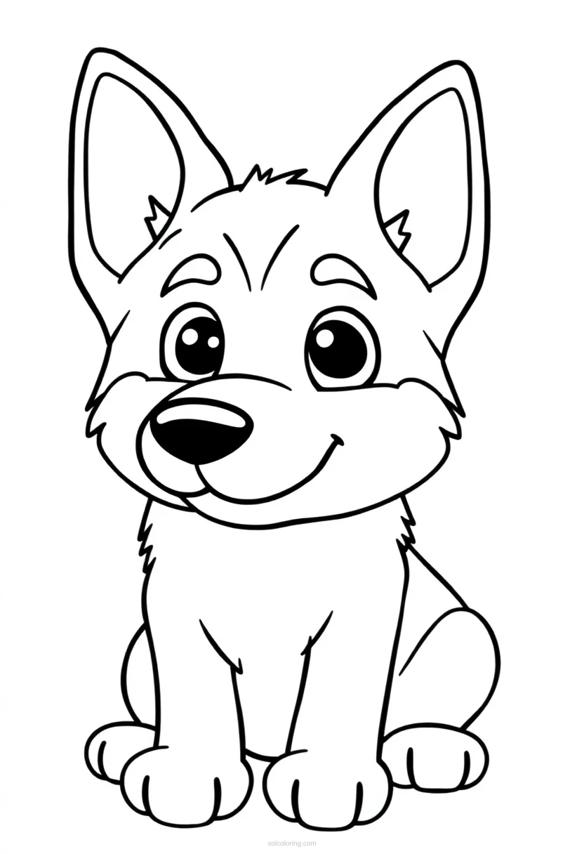 German Shepherd coloring page for kids