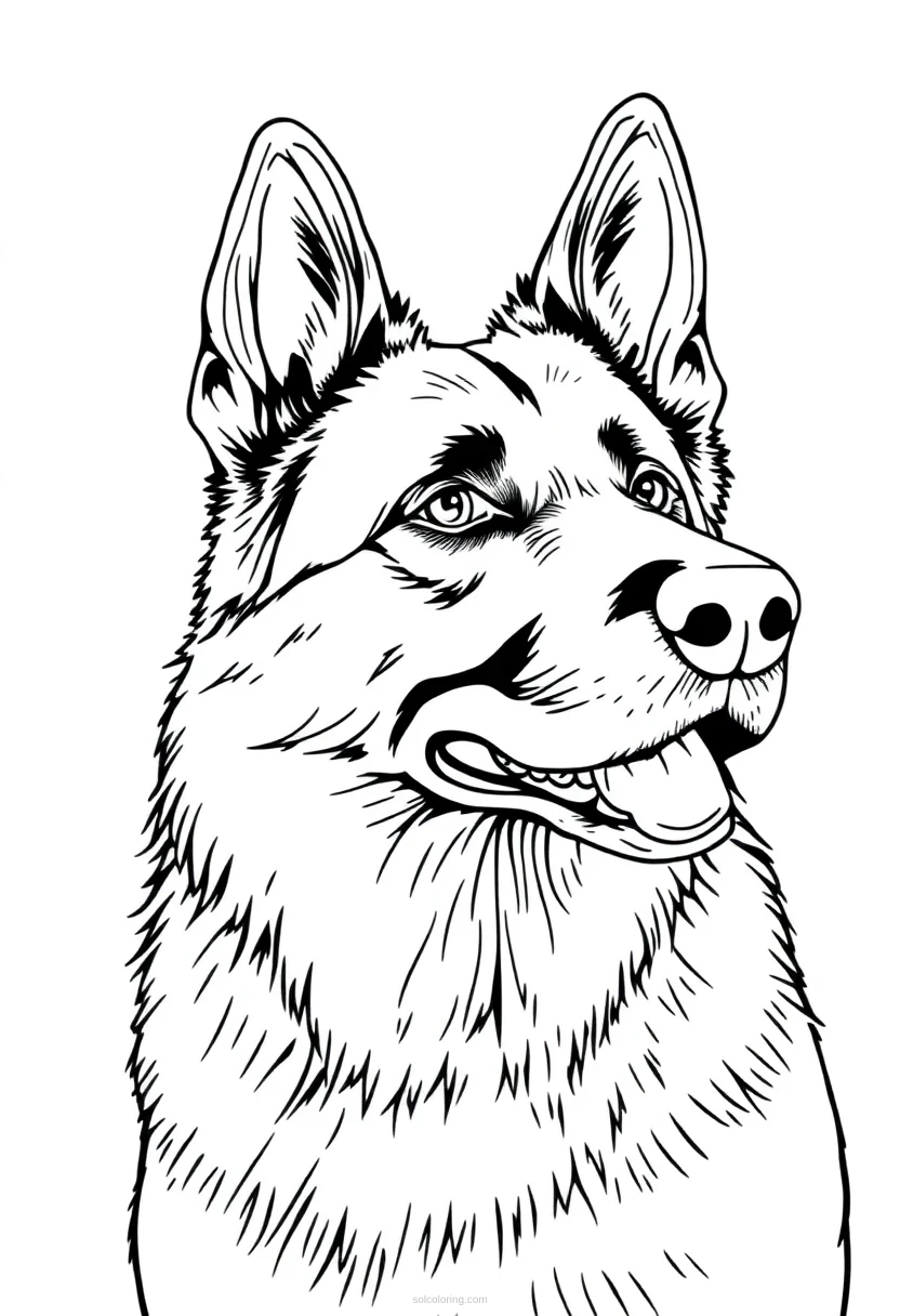 German Shepherd coloring page for kids