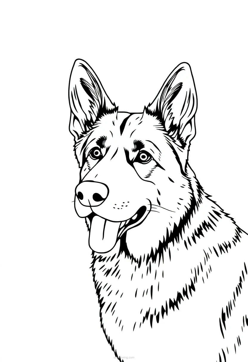 German Shepherd coloring page for kids