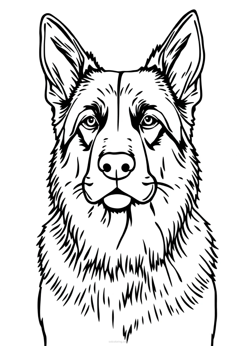 German Shepherd coloring page for kids