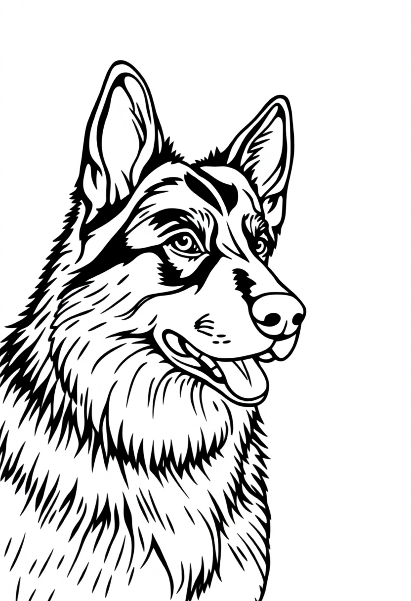 German Shepherd coloring page, free printable
