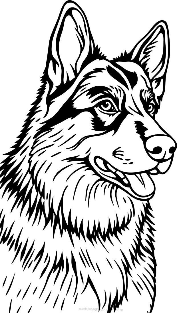 German Shepherd coloring page for kids