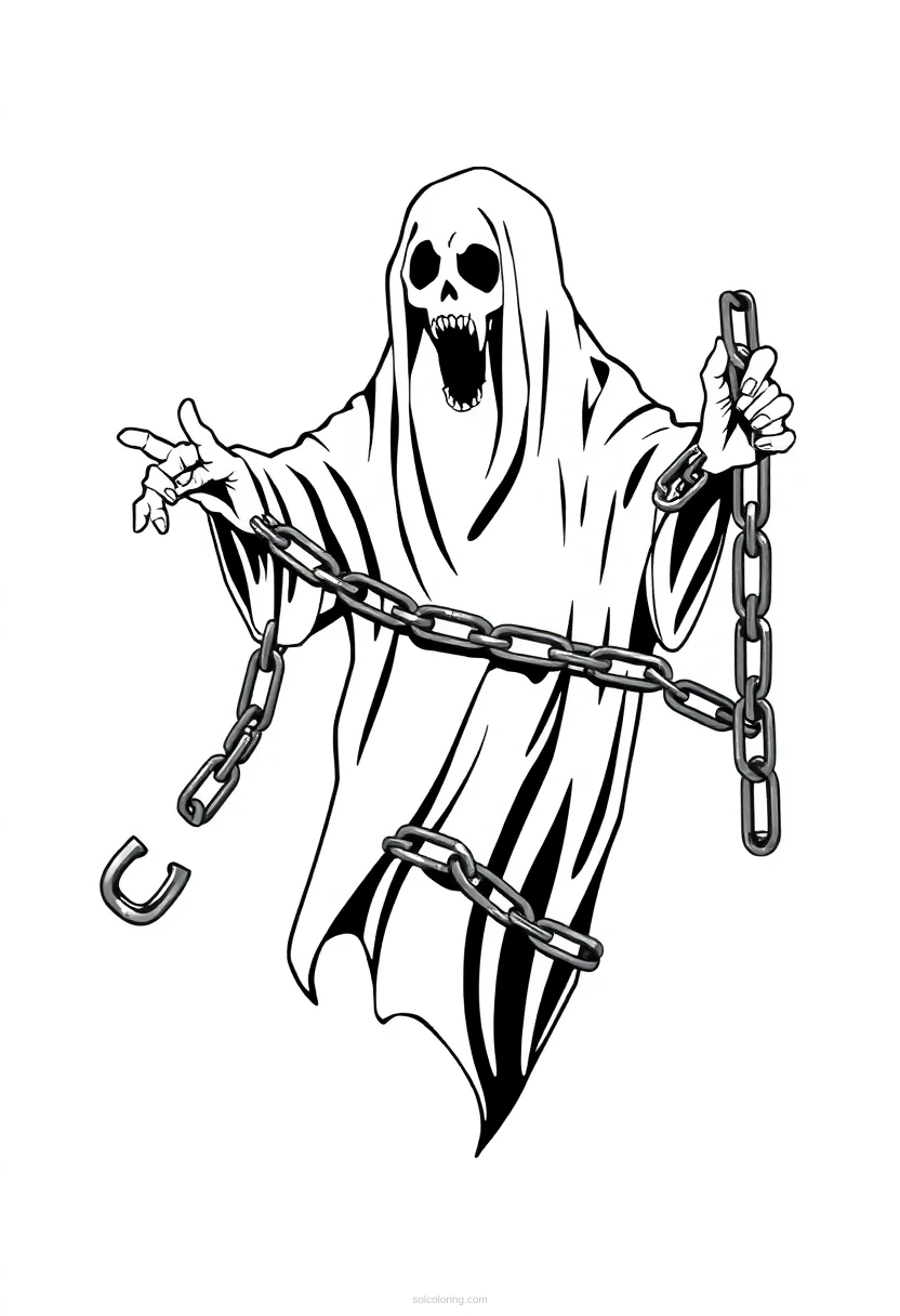 Ghost in Chains coloring page for kids