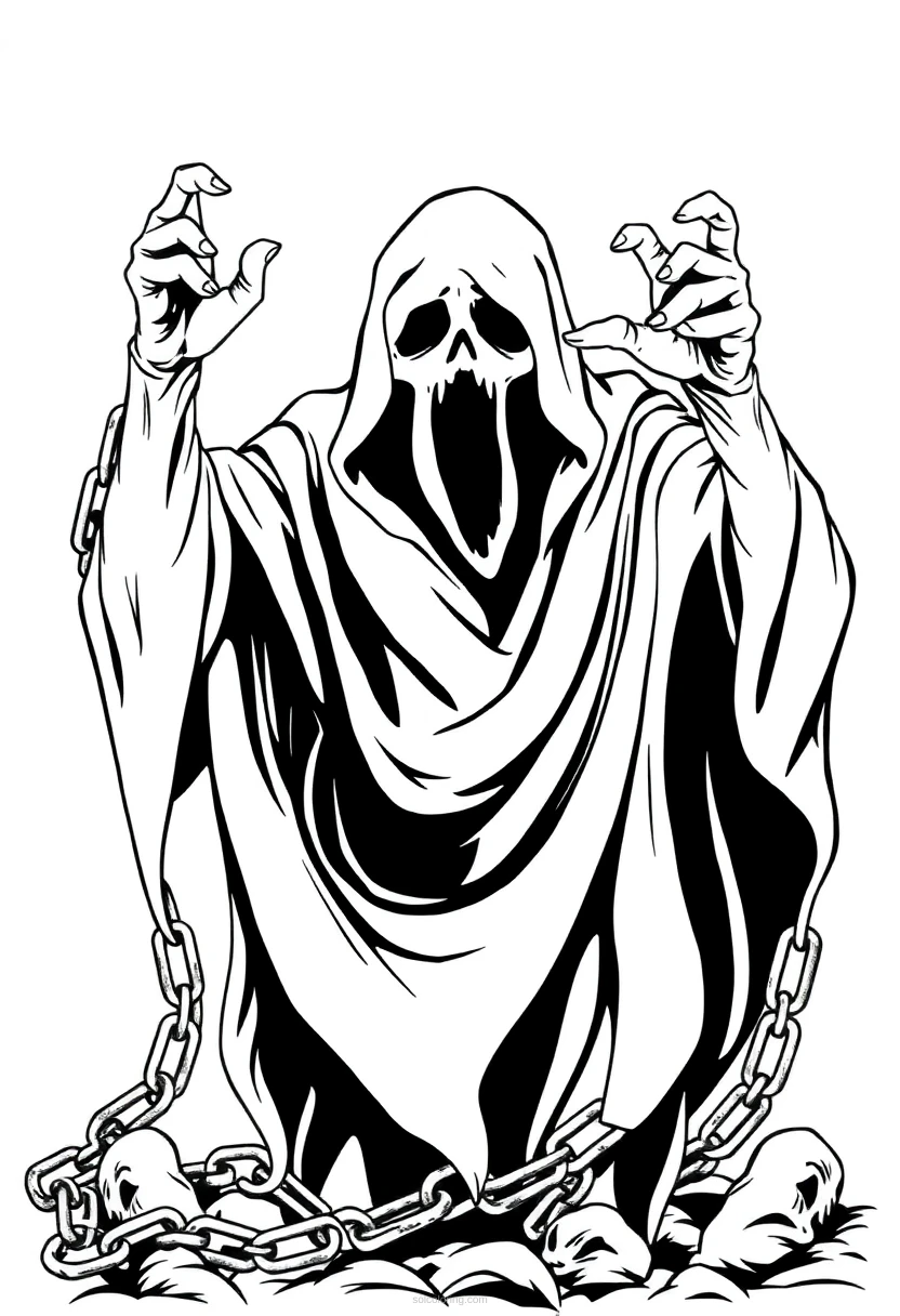 Ghost in Chains coloring page for kids