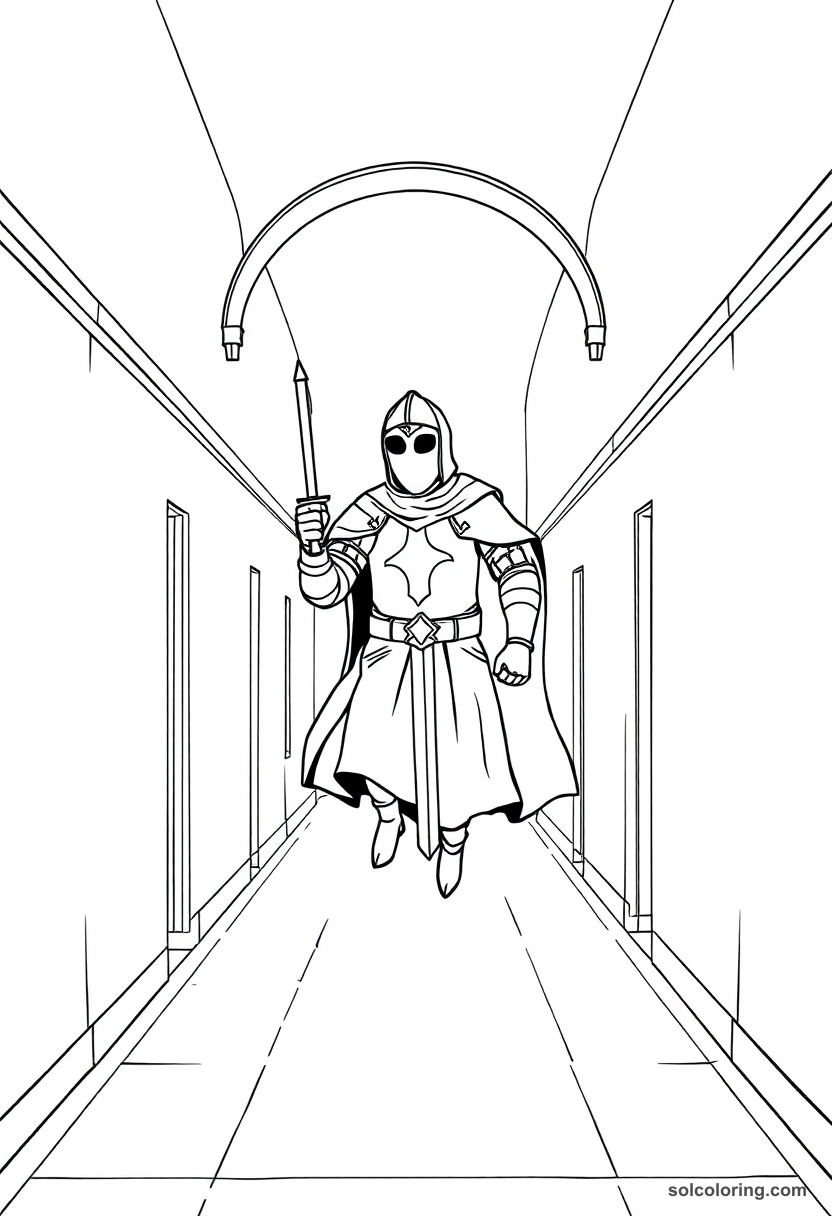 Simple Ghost of a Medieval Knight Floating Through a School Corridor