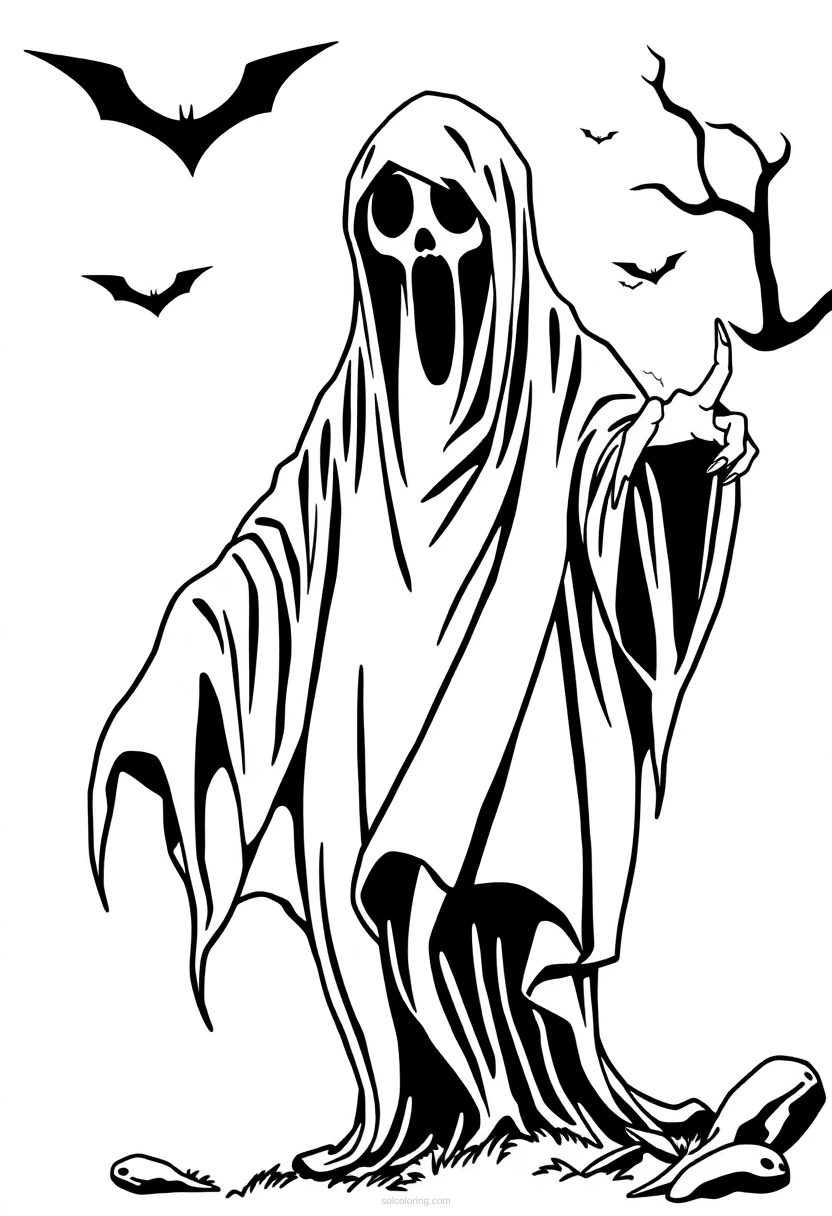 Ghostly Apparition coloring page for kids