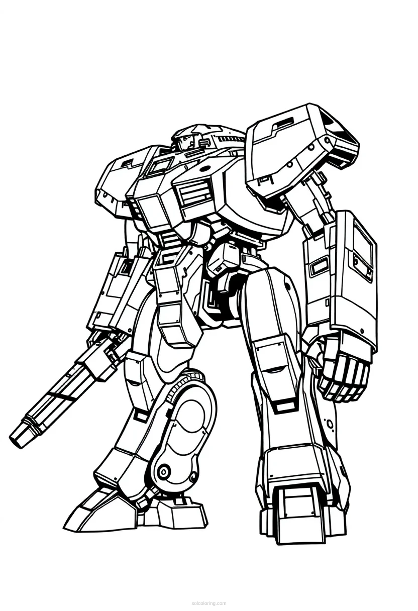 Giant Mech Warrior coloring page for kids