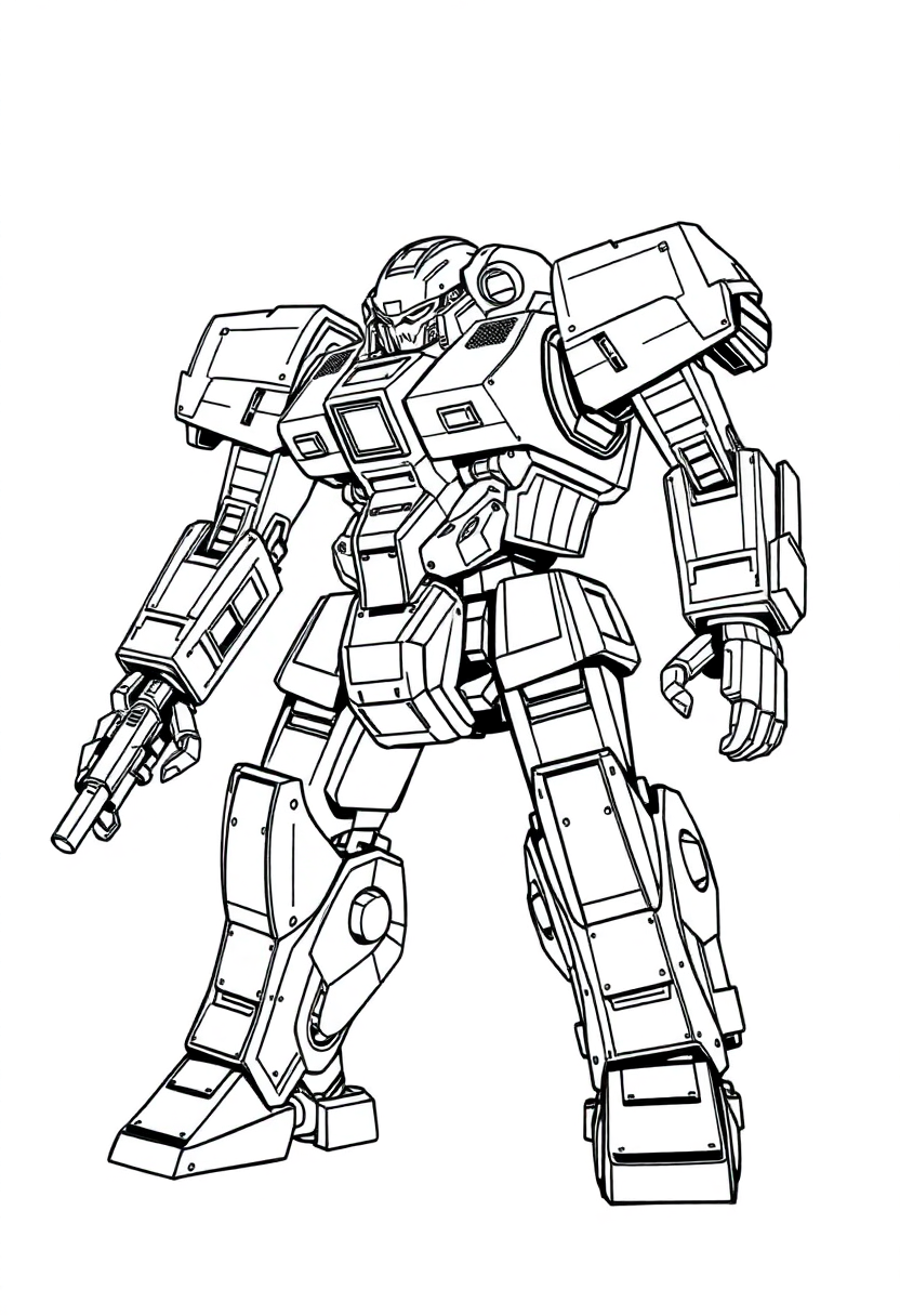 Giant Mech Warrior coloring page, free printable