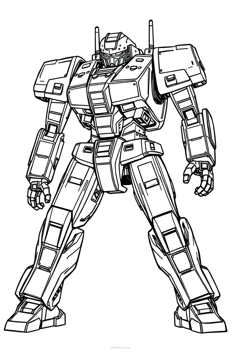 Giant Mech Warrior coloring page for kids