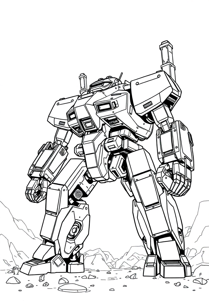 Giant Mech Warrior coloring page, free printable