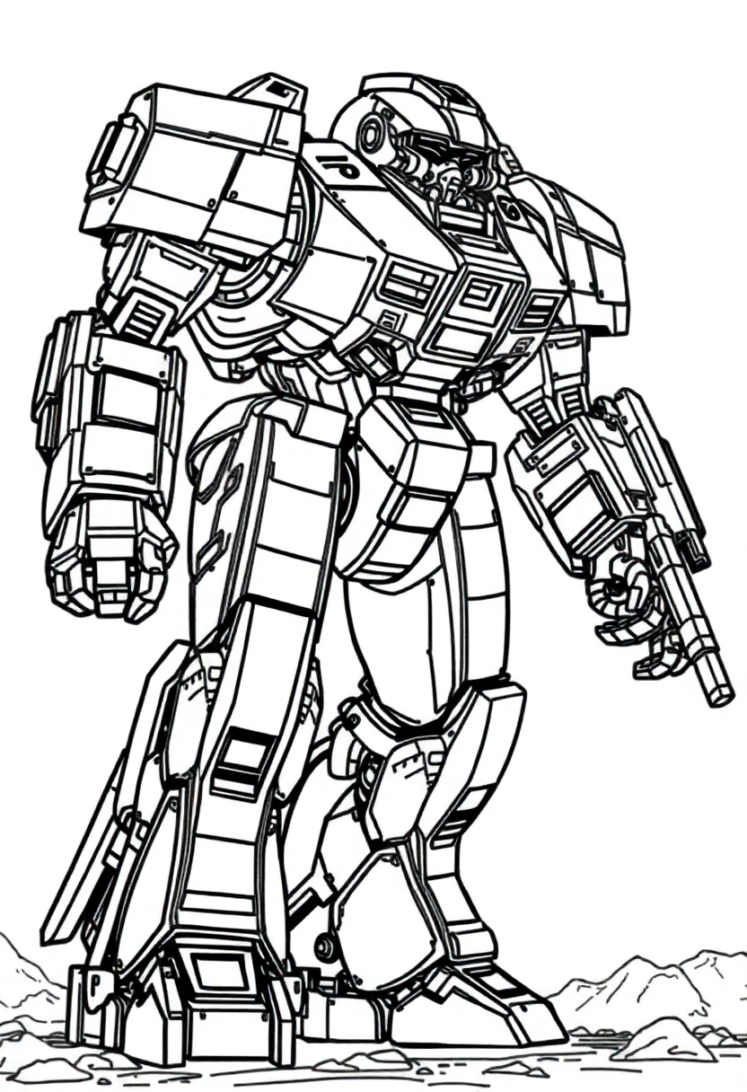 Giant Mech Warrior coloring page, free printable
