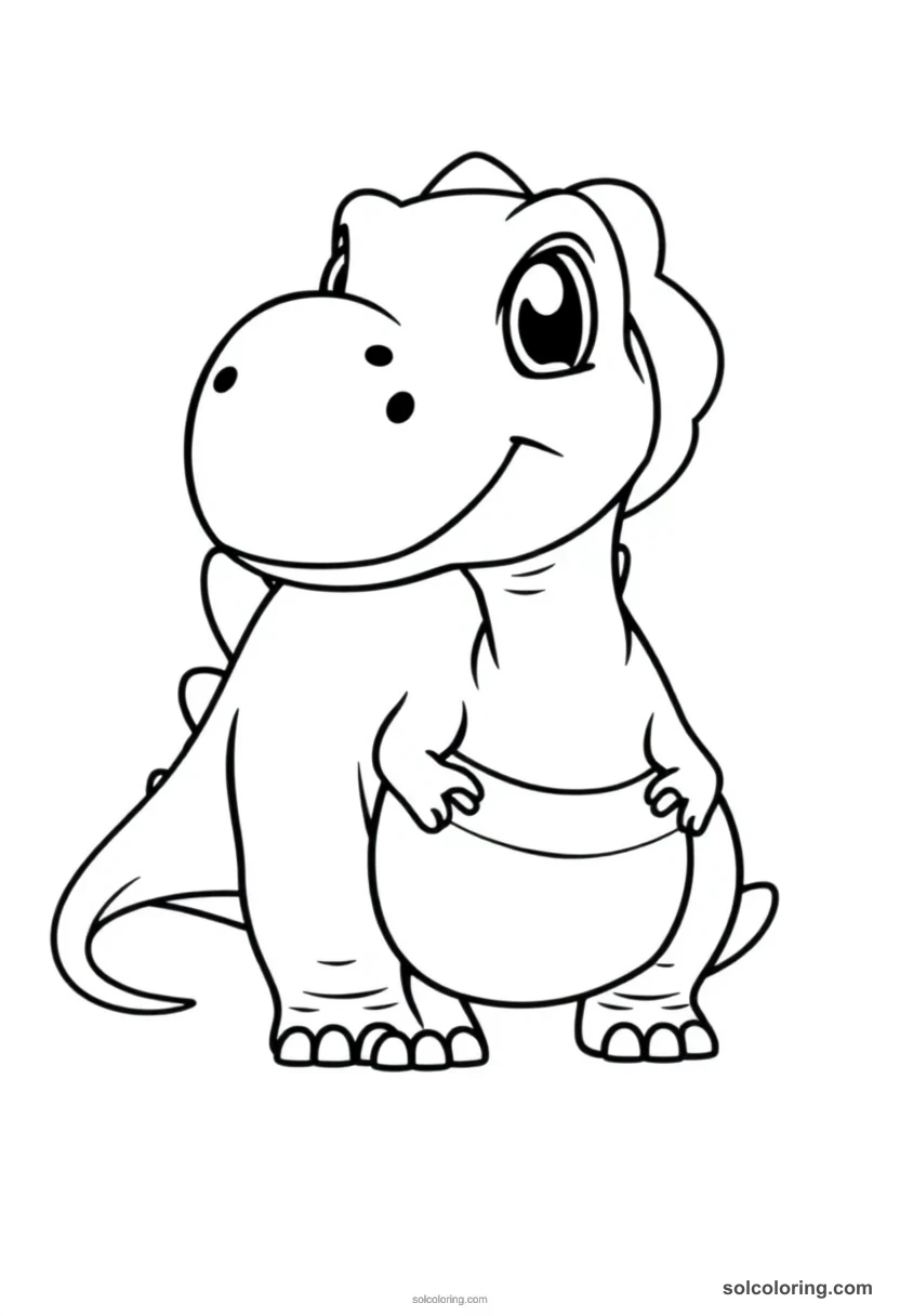 Cute Cartoon Giganotosaurus cute cartoon coloring page for kids