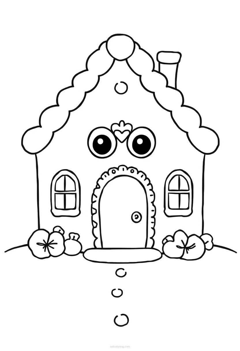 Gingerbread House coloring page for kids
