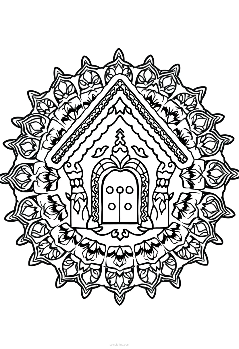 Gingerbread House coloring page for kids