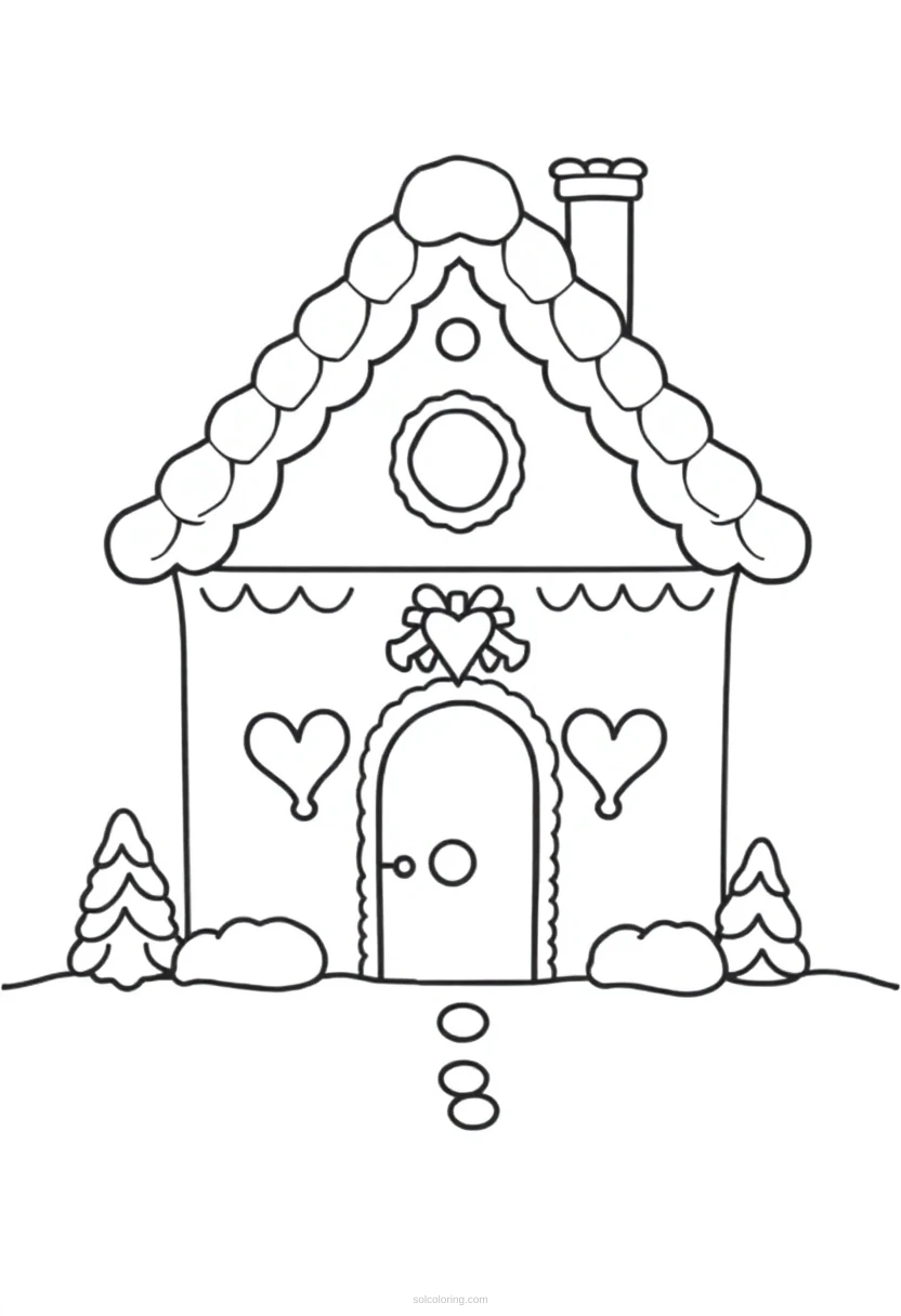 Gingerbread House coloring page for kids