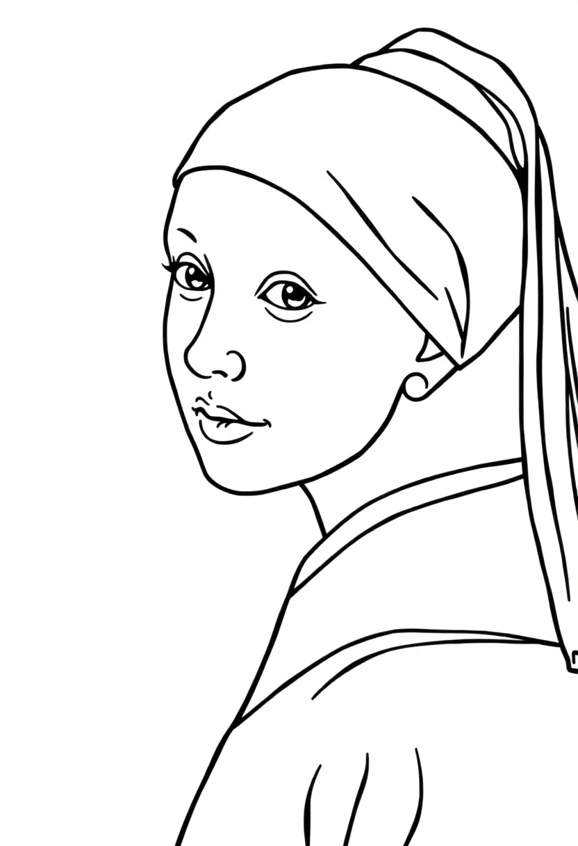 Girl with a Pearl Earring coloring page, free printable