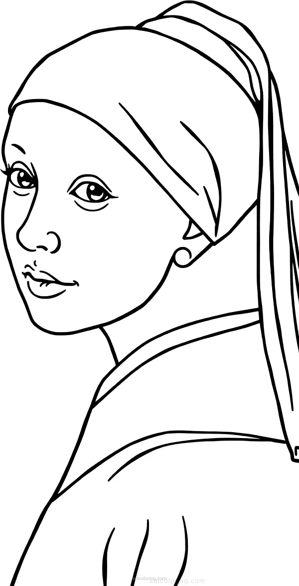 Girl with a Pearl Earring coloring page for kids