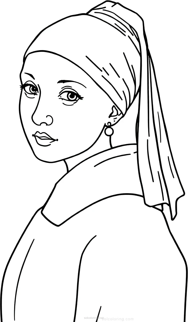 Girl with a Pearl Earring coloring page for kids