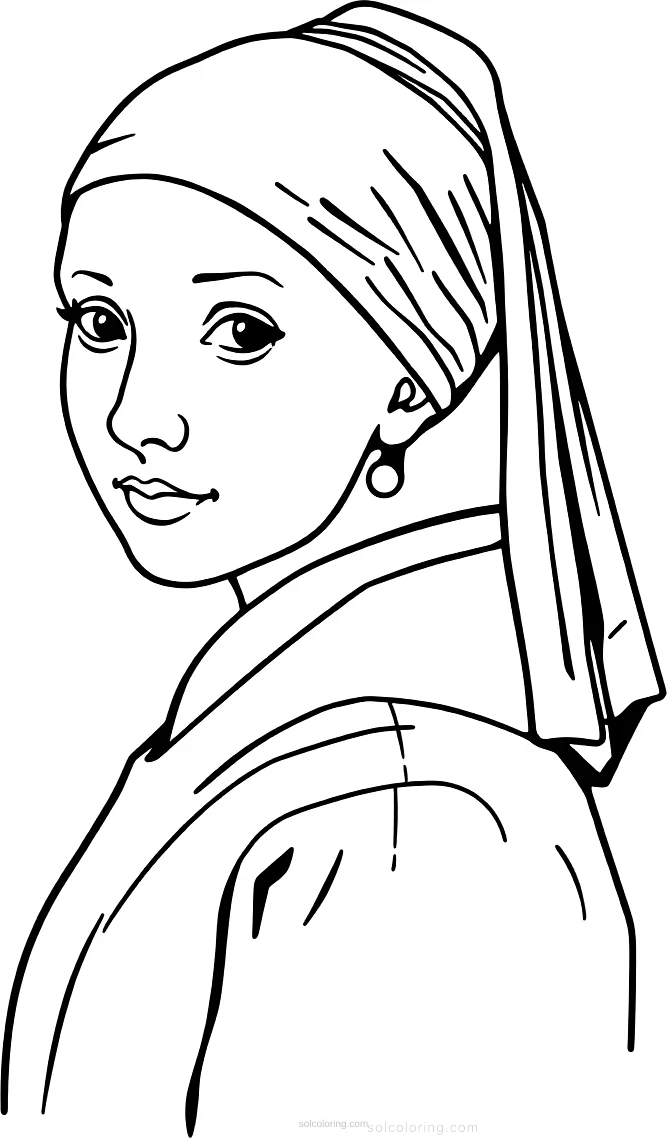 Girl With a Pearl Earring coloring page for kids