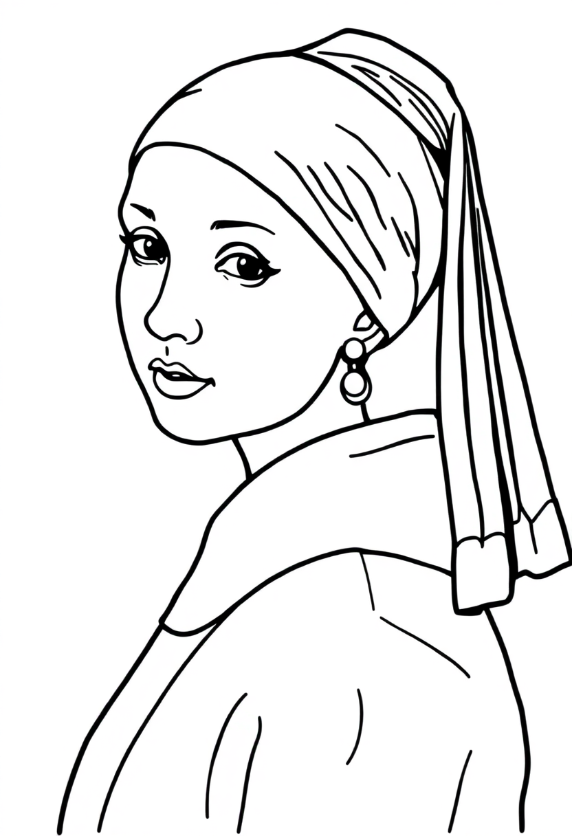 Girl with a Pearl Earring coloring page, free printable