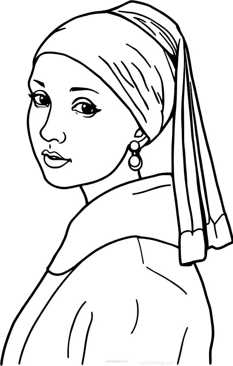 Girl with a Pearl Earring coloring page for kids