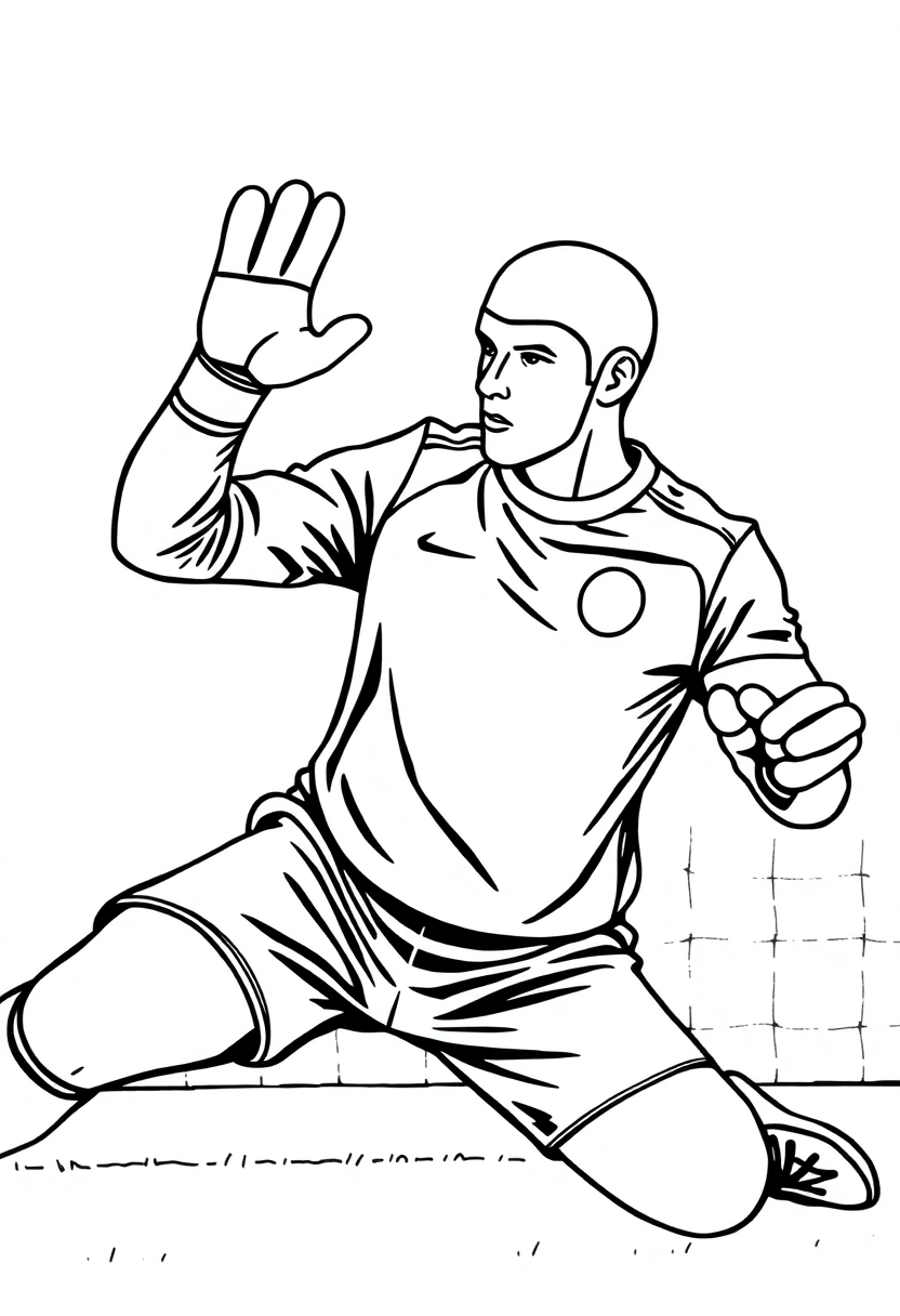 Goalkeeper Making Save coloring page, free printable
