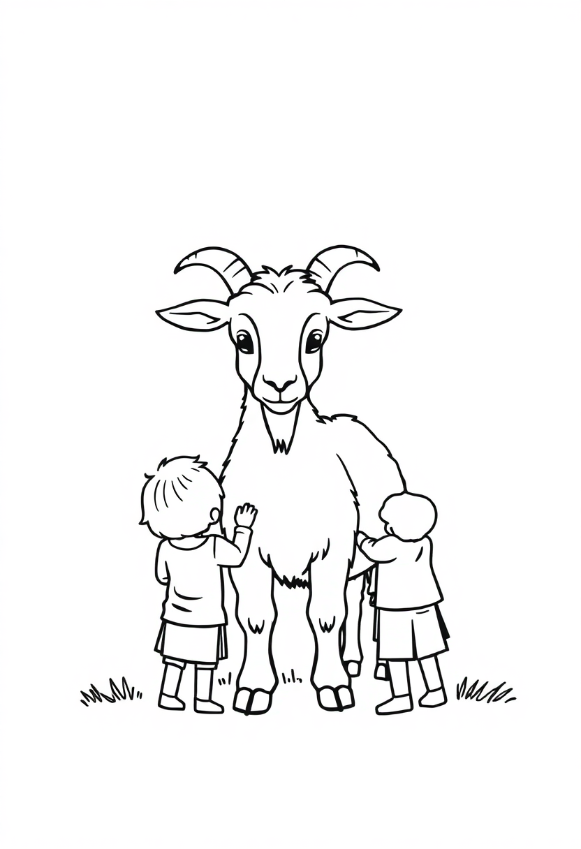 Goat With Kids coloring pages