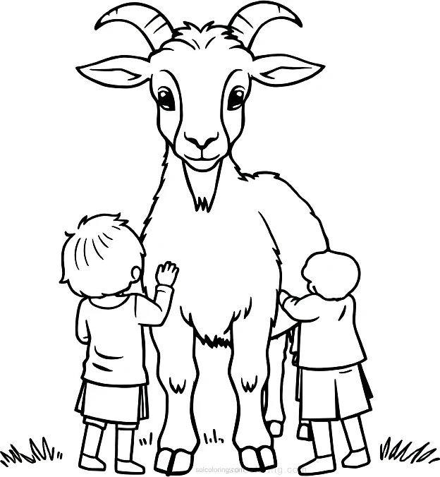 Goat With Kids coloring page for kids