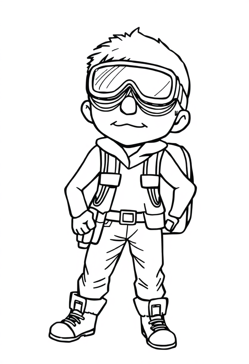 Goggles-Wearing Adventurer coloring page, free printable