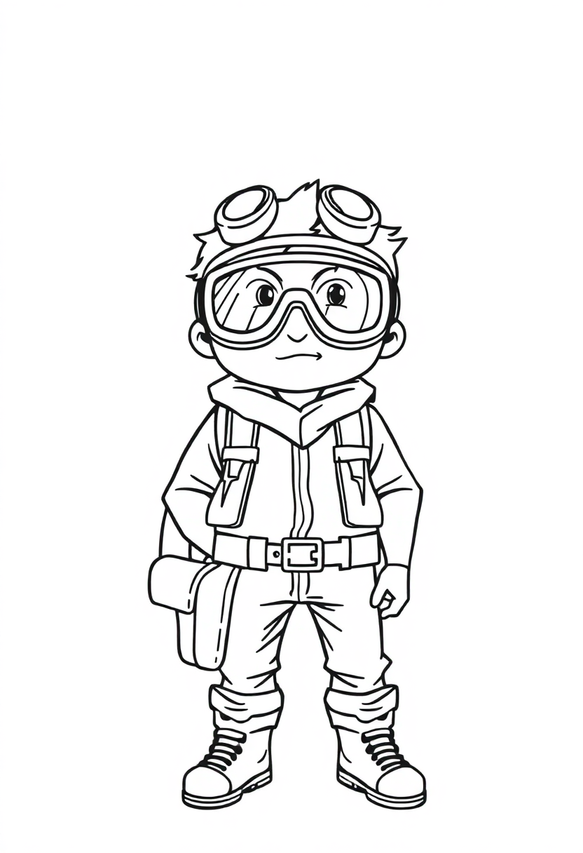 Goggles-Wearing Adventurer coloring page, free printable
