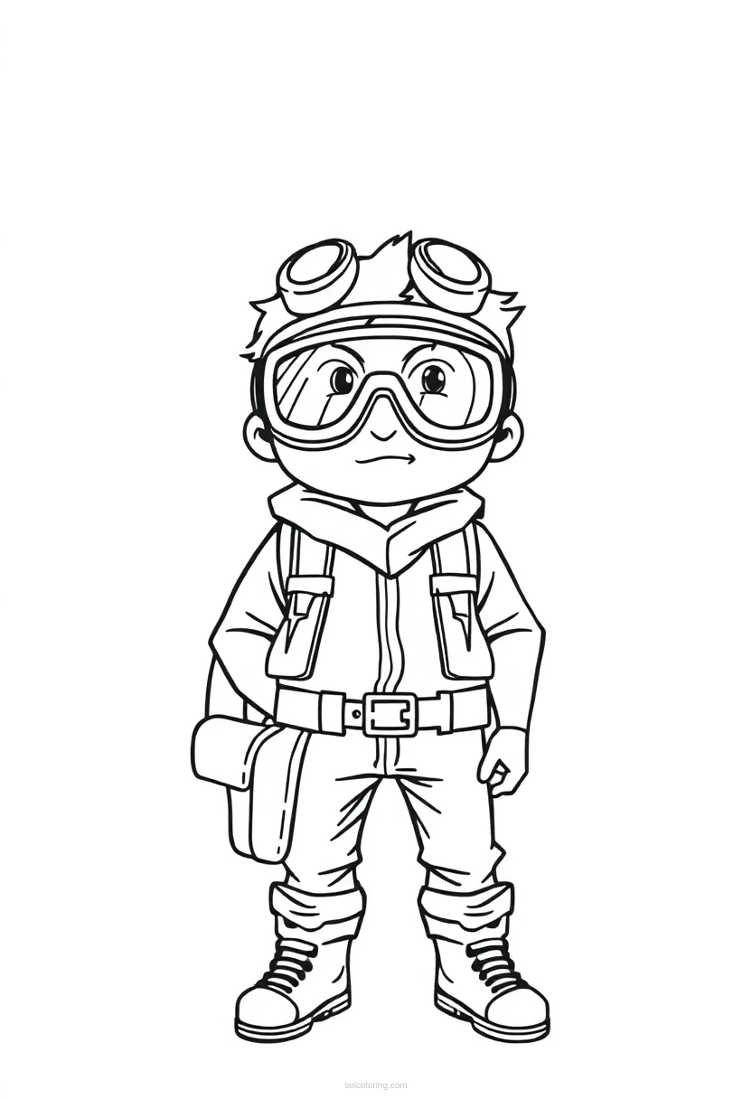 Goggles Wearing Adventurer coloring page for kids