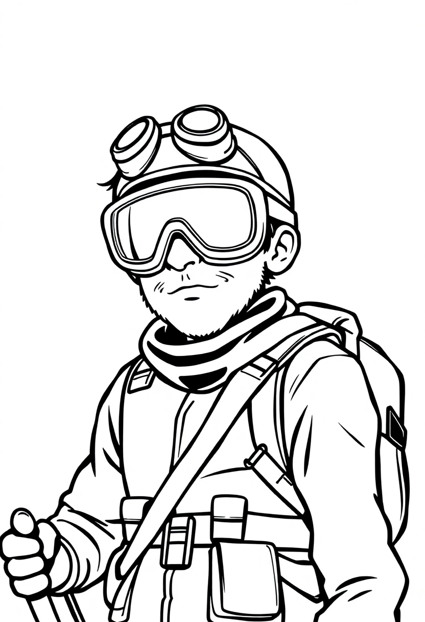 Goggles-Wearing Adventurer coloring page, free printable