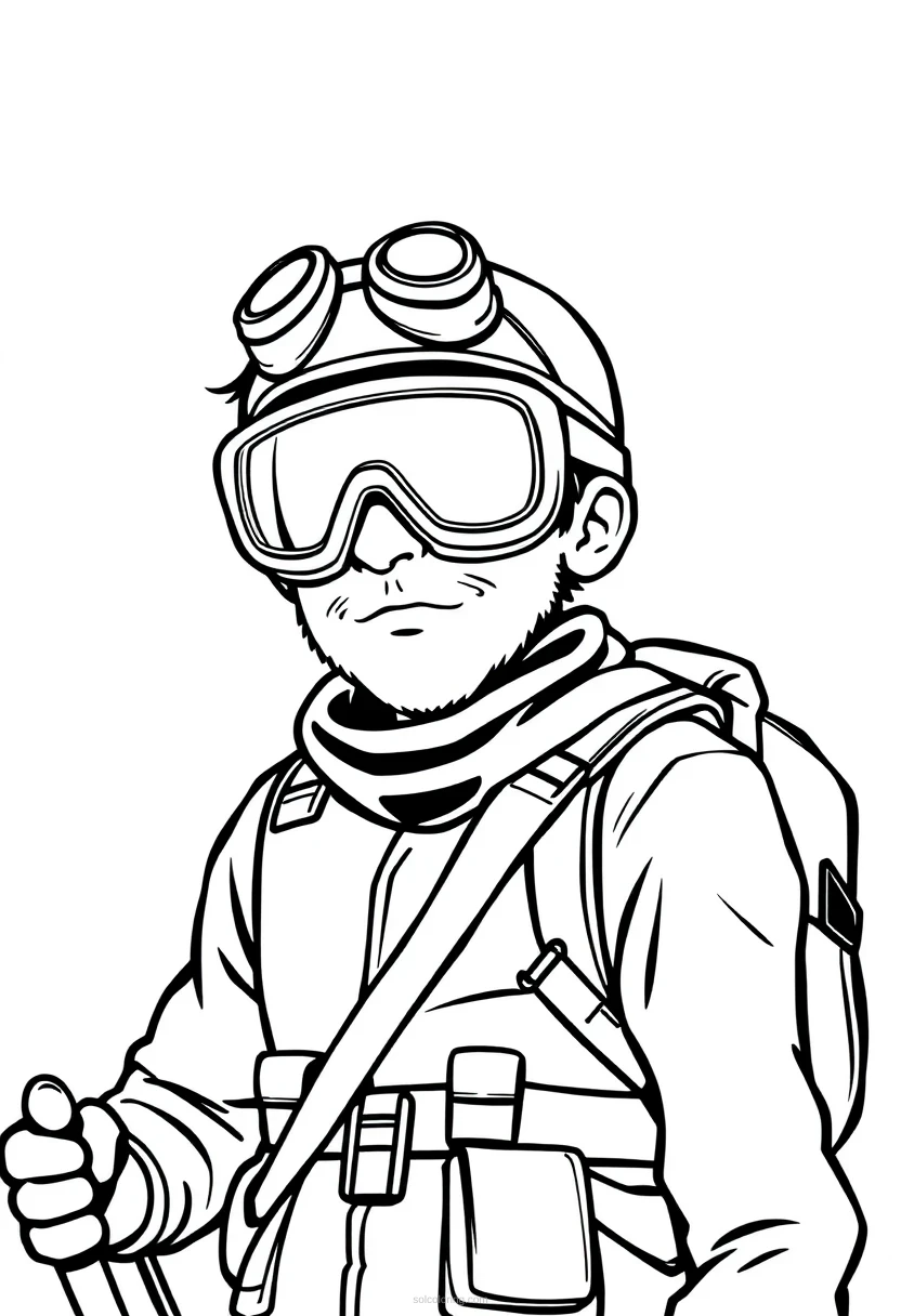 Goggles-Wearing Adventurer coloring page for kids