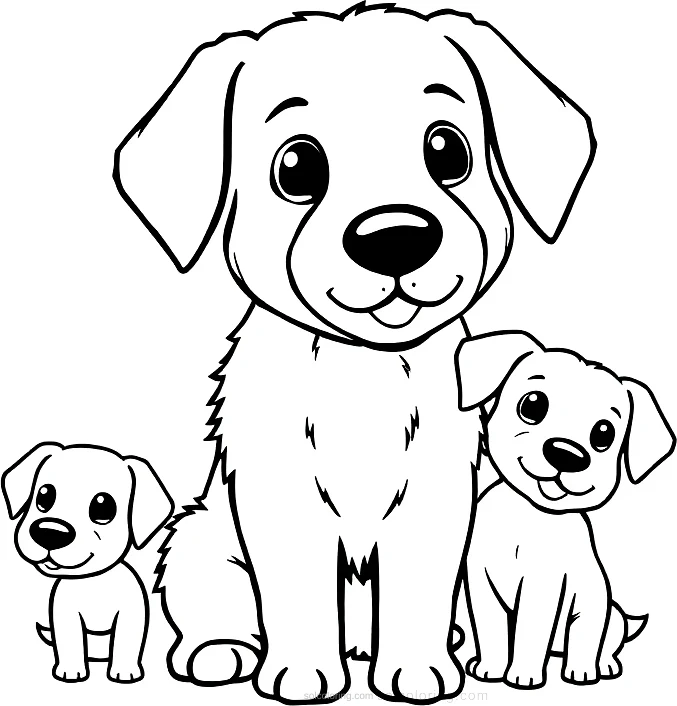 Golden Retriever Family coloring page for kids