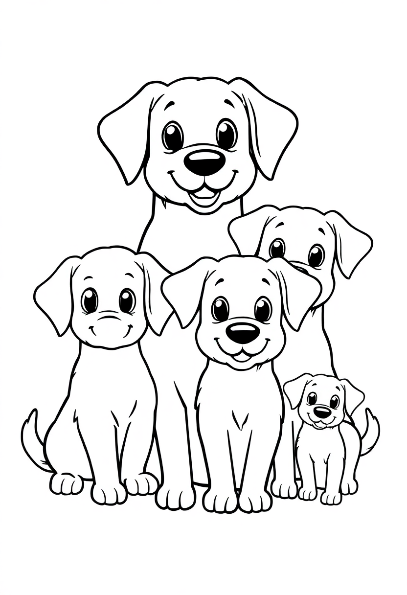 Golden Retriever Family coloring page, free printable