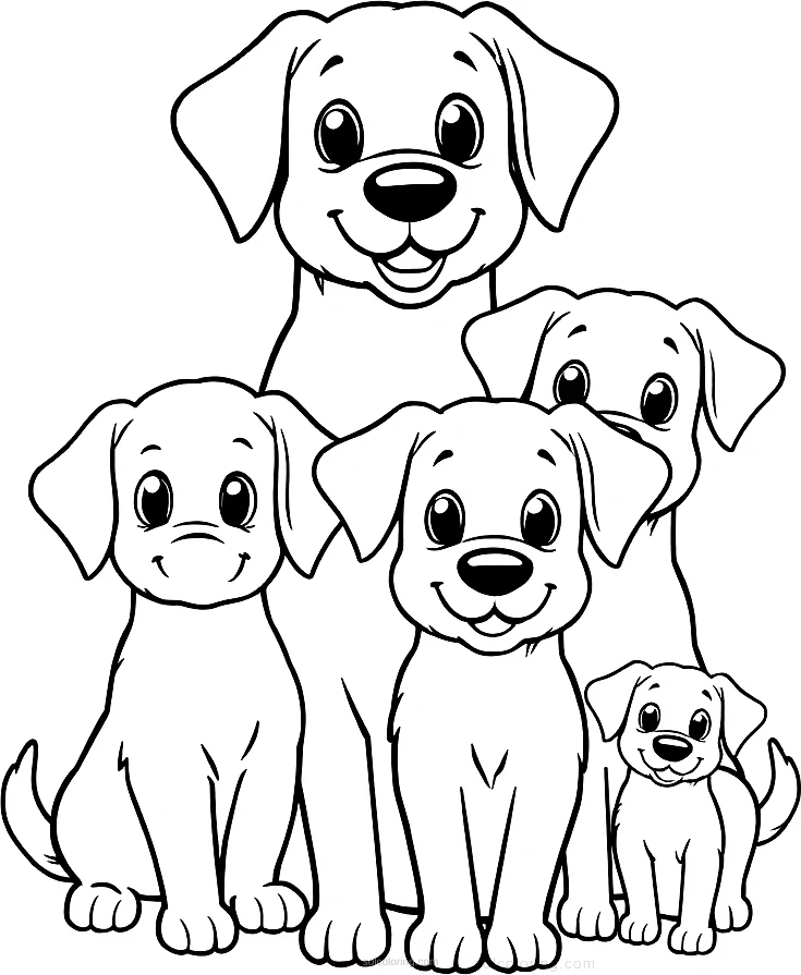Golden Retriever Family coloring page for kids