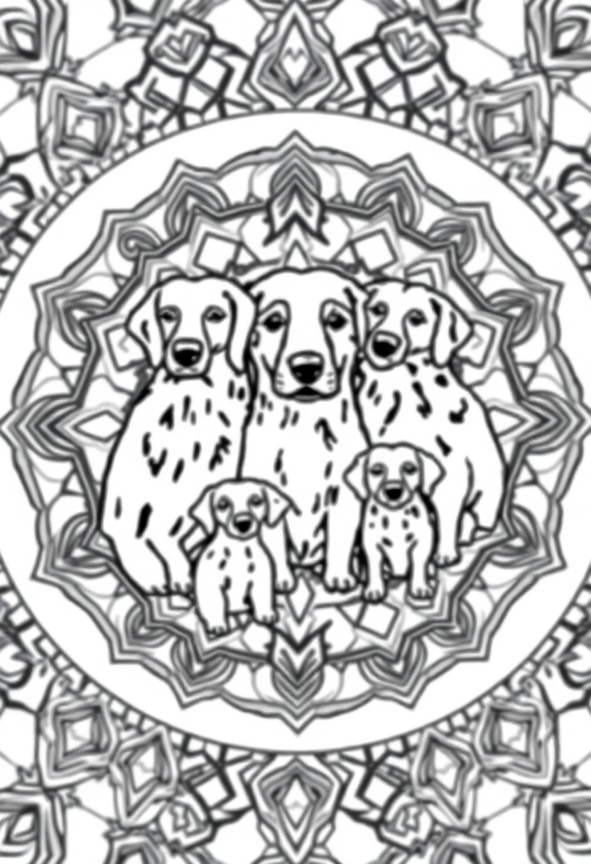 Golden Retriever Family coloring page, free printable