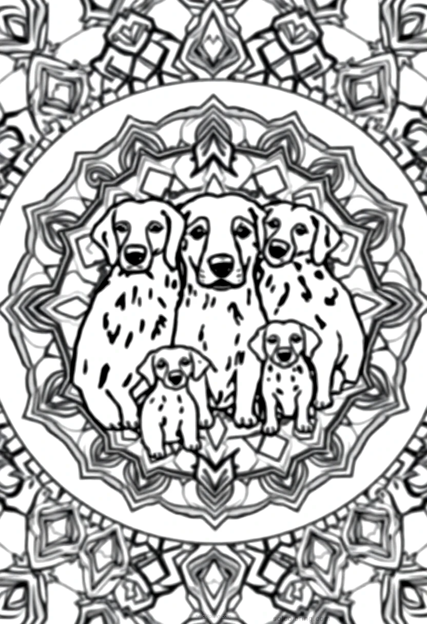 Golden Retriever Family coloring page for kids