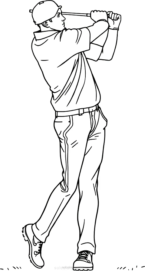 Golf Player Mid Swing coloring pages