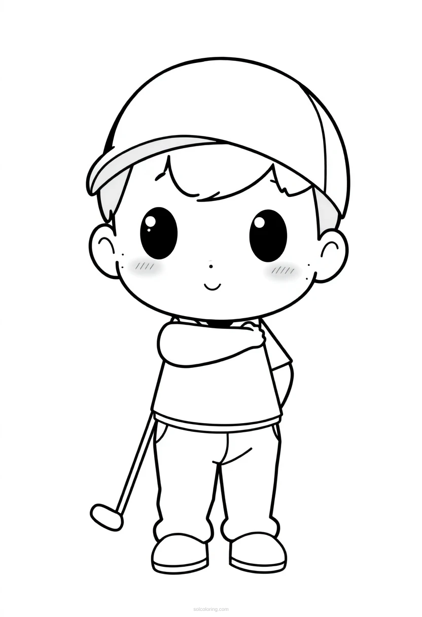 Golfer Chibi coloring page for kids