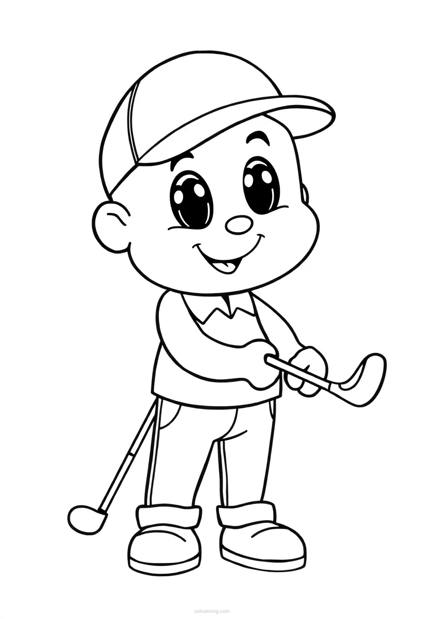 Golfer Chibi coloring page for kids