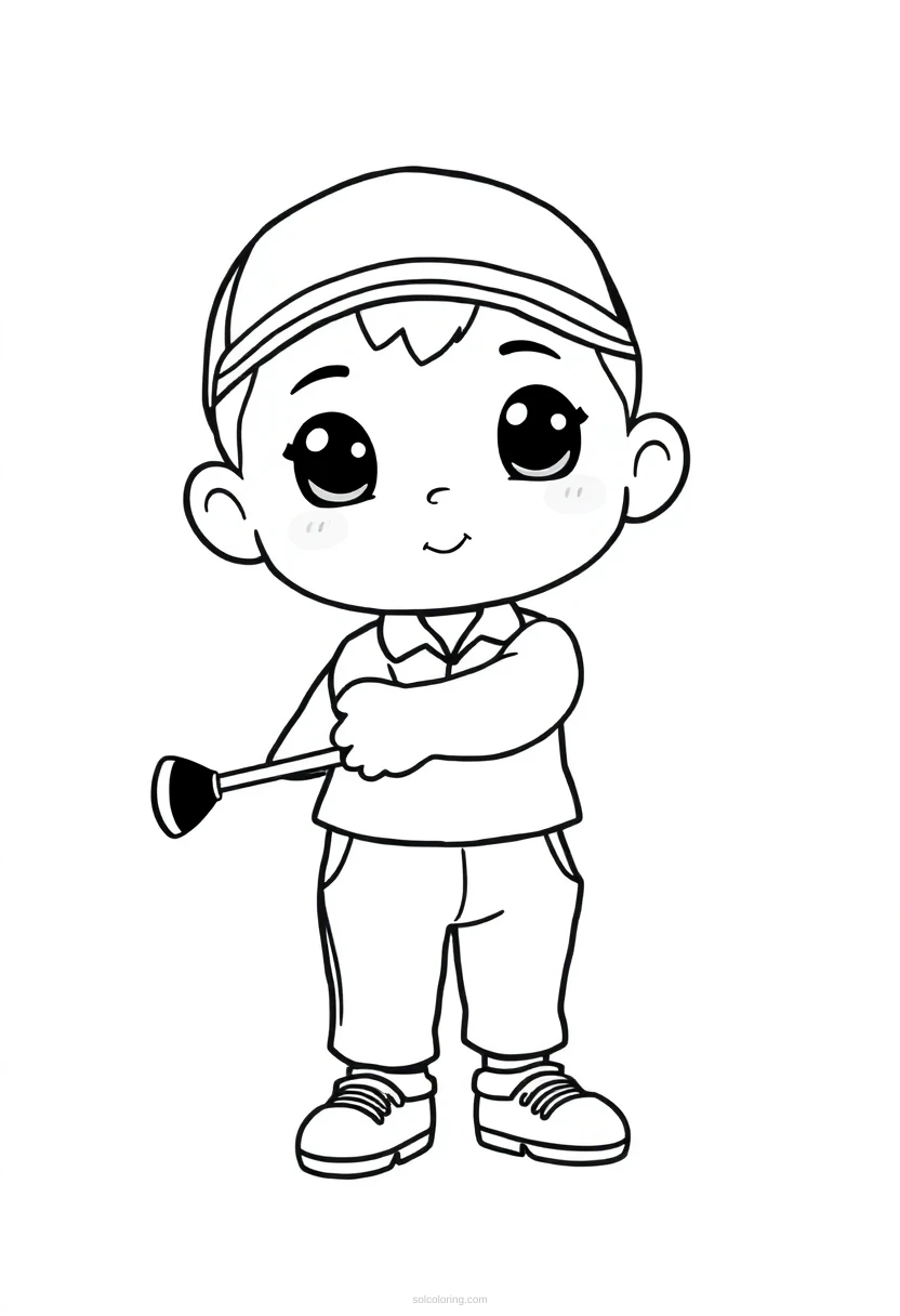 Golfer coloring page for kids