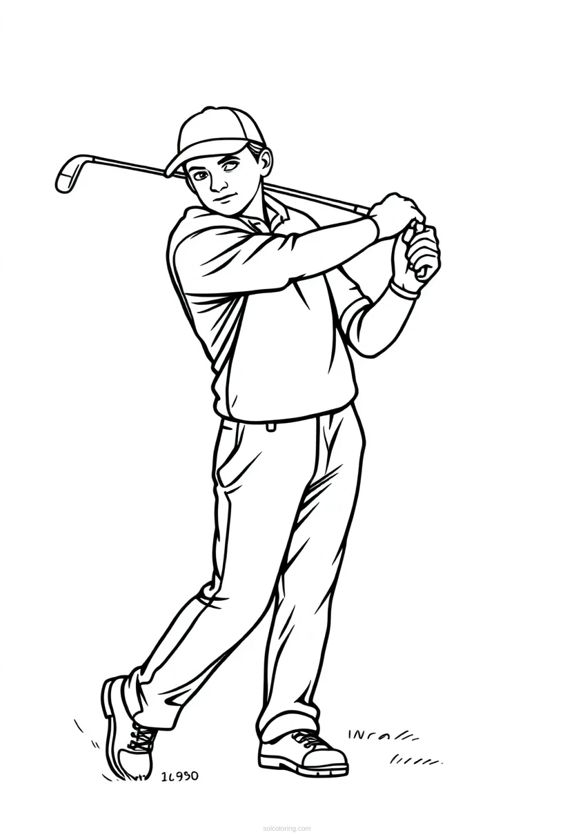 Golfer Cute Cartoon coloring pages
