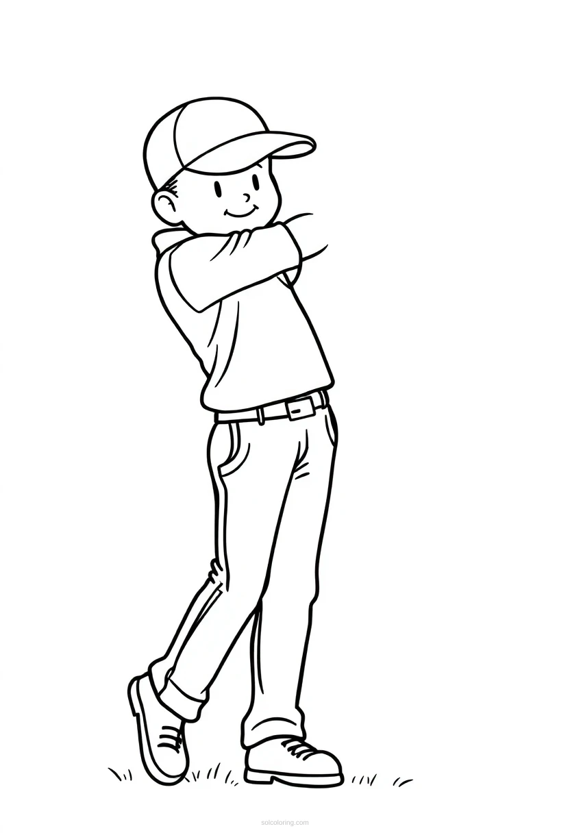 Golfer coloring page for kids