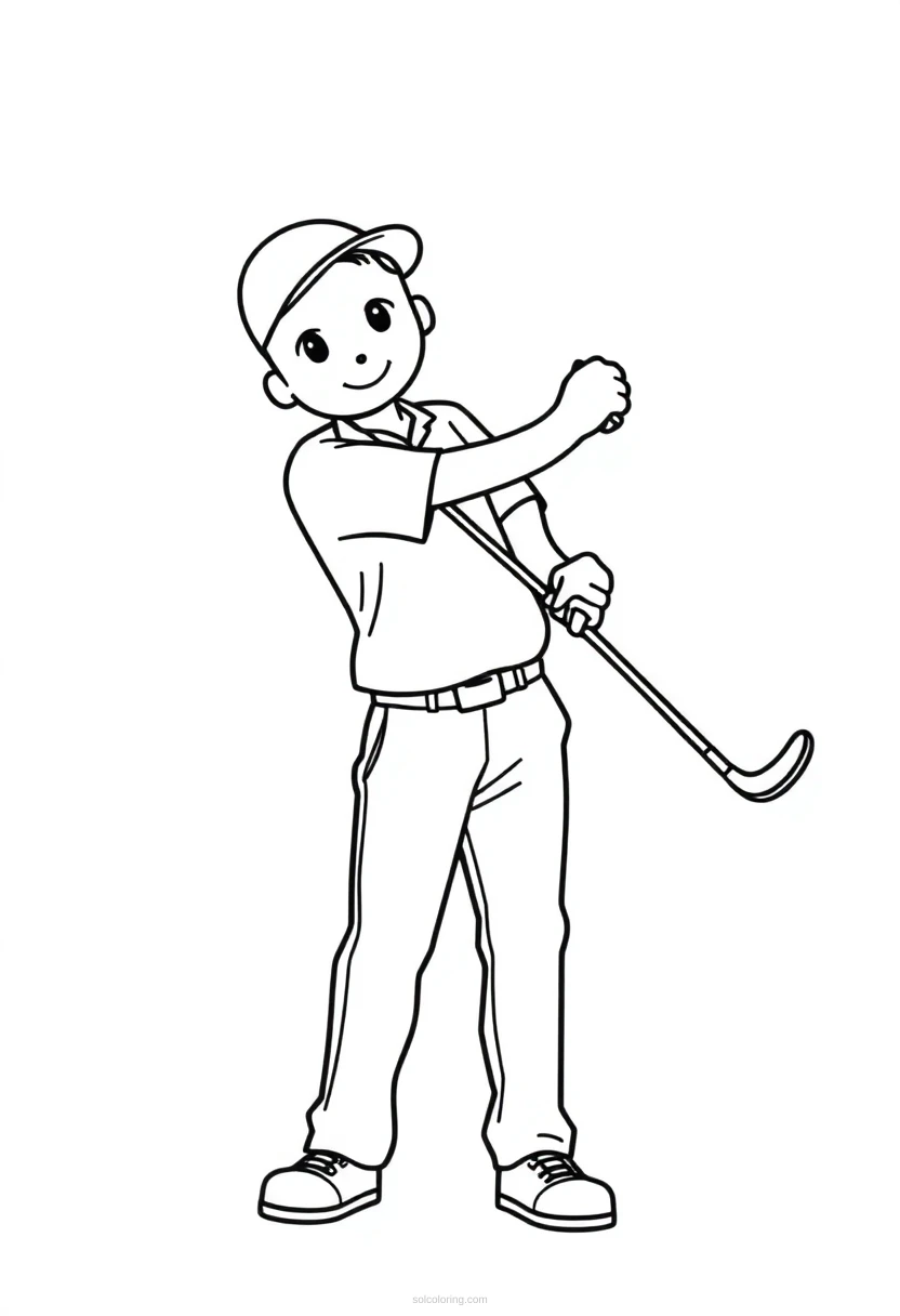 Golfer coloring page for kids