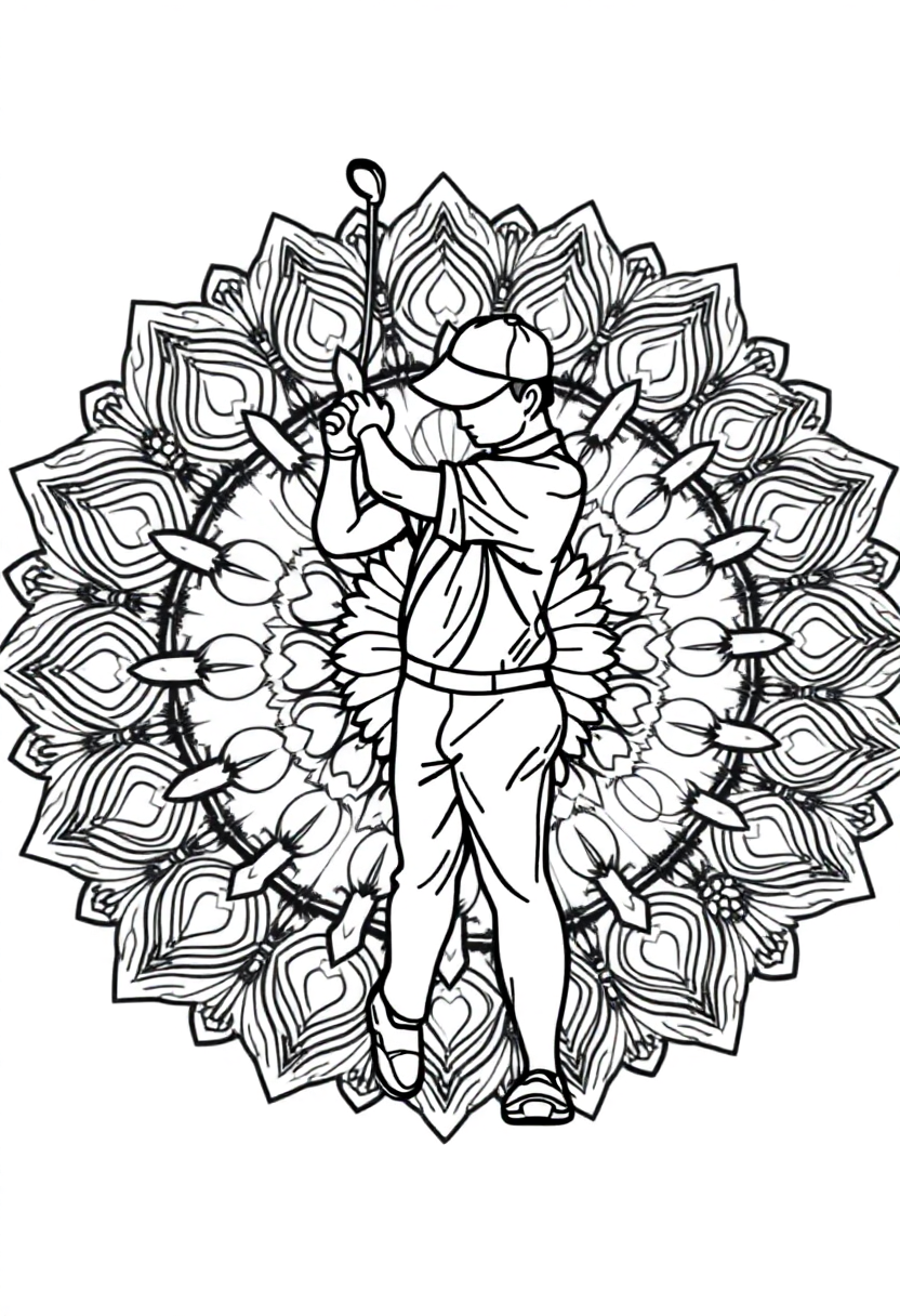 Golfer coloring page, free printable
