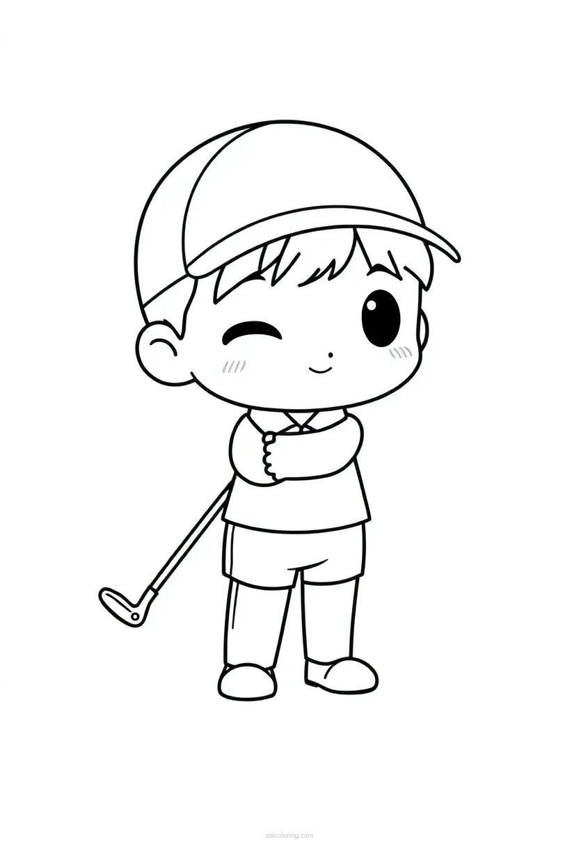 Golfer coloring page for kids