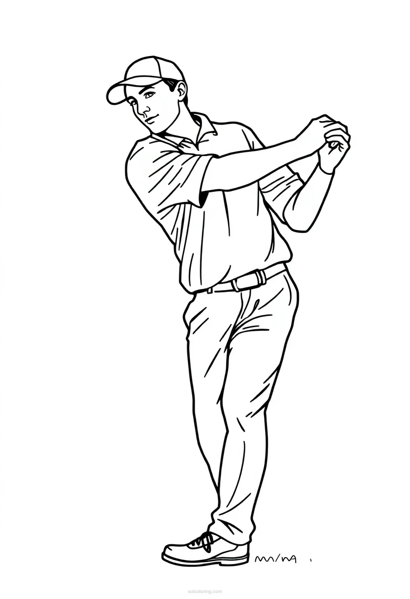 Golfer coloring page for kids