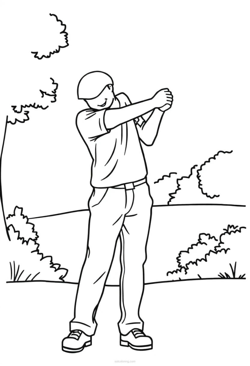 Golfer coloring page for kids